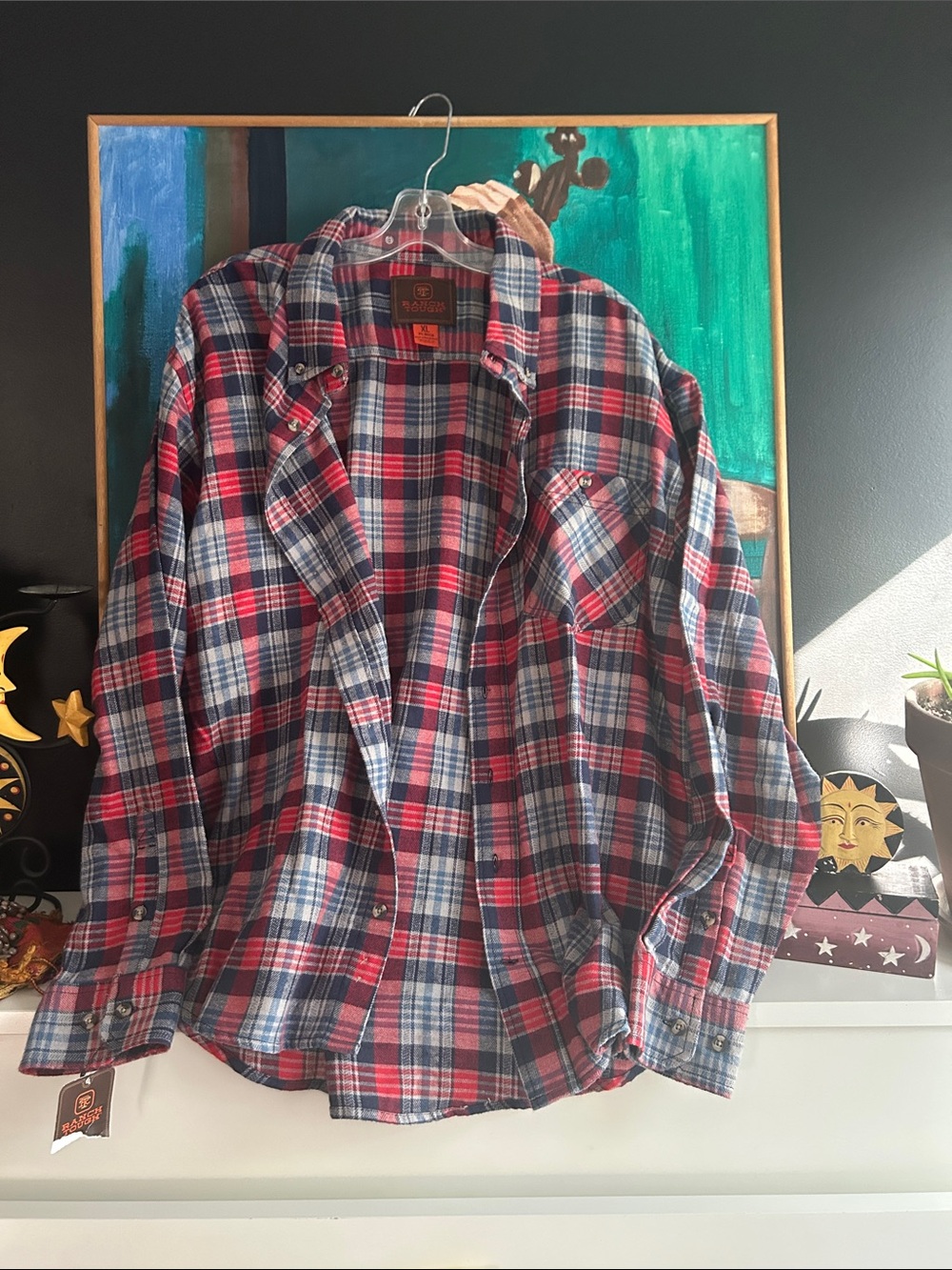 Vintage Red & Blue Plaid Flannel Shirt - Rugged Casual XL